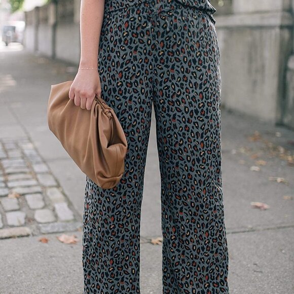 NWT Graceatworth The Drop Women's Gray Animal Print Pull On Pants Size Large - Picture 1 of 9